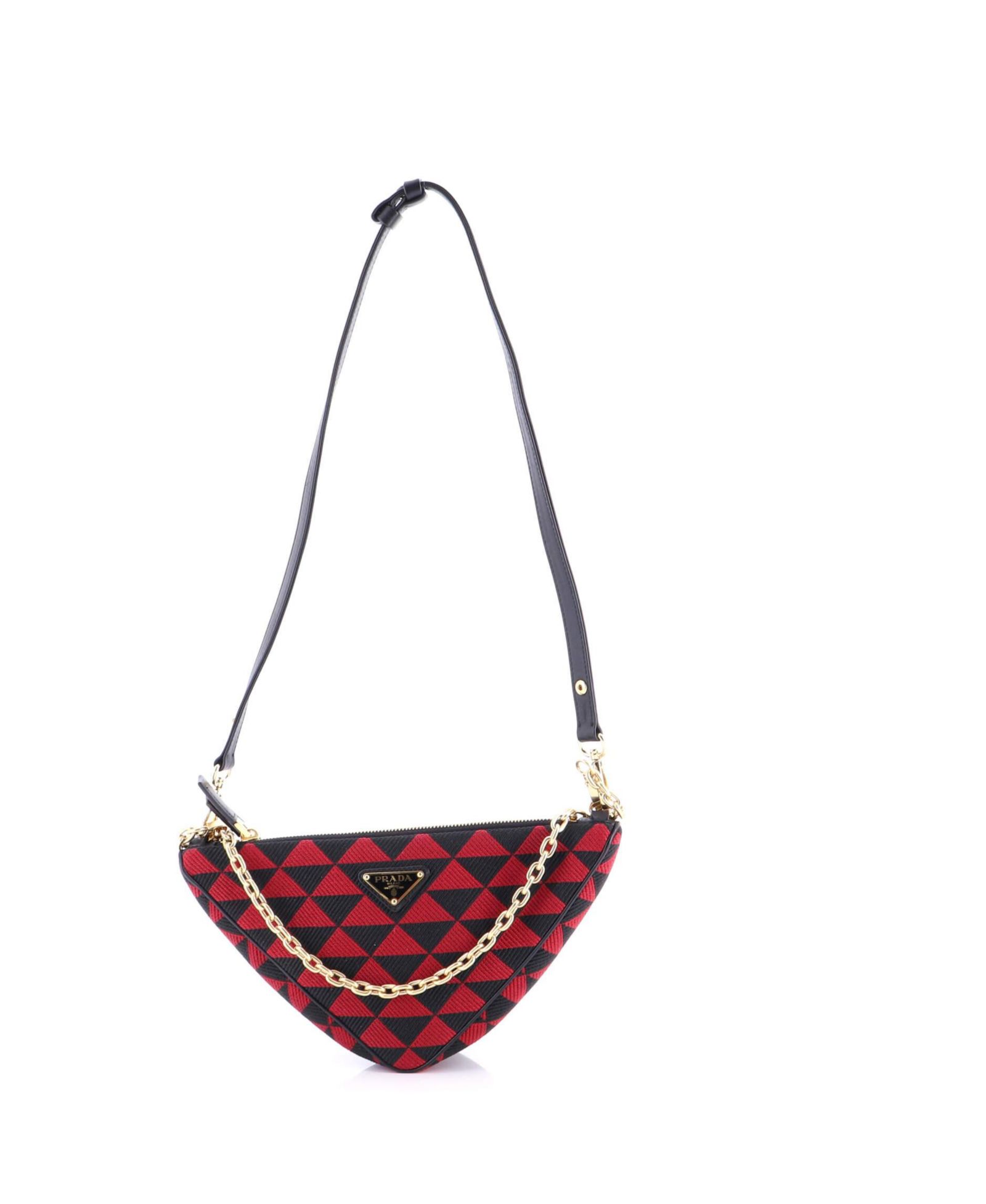 Pre-Owned Prada мини-сумка Double Symbole Triangle из кожи и жаккарда