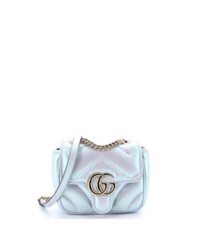 Сумка Gucci Mini GG Marmont Square Flap из переливчатой кожи (Pre-Owned)