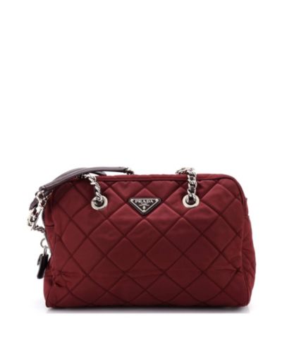 Pre-Owned Prada средняя сумка через плечо с цепочкой, стеганая Tessuto