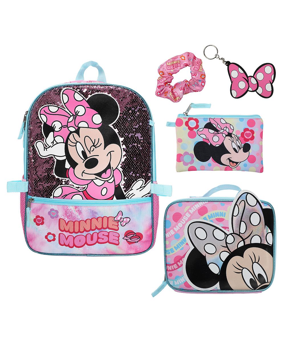 Minnie Mouse детский набор: рюкзак, ланч-бокс, пенал, брелок и карабин, 5 предметов