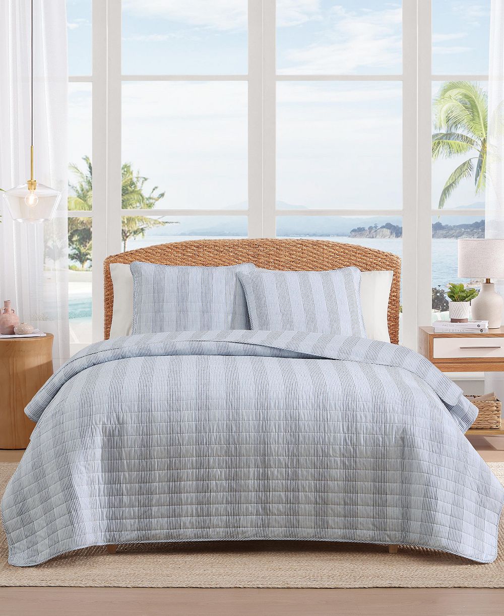 Tommy Bahama Home Bahama Weekend Stripe Cotton Reversible 3-Pc. Quilt Set, Full/Queen