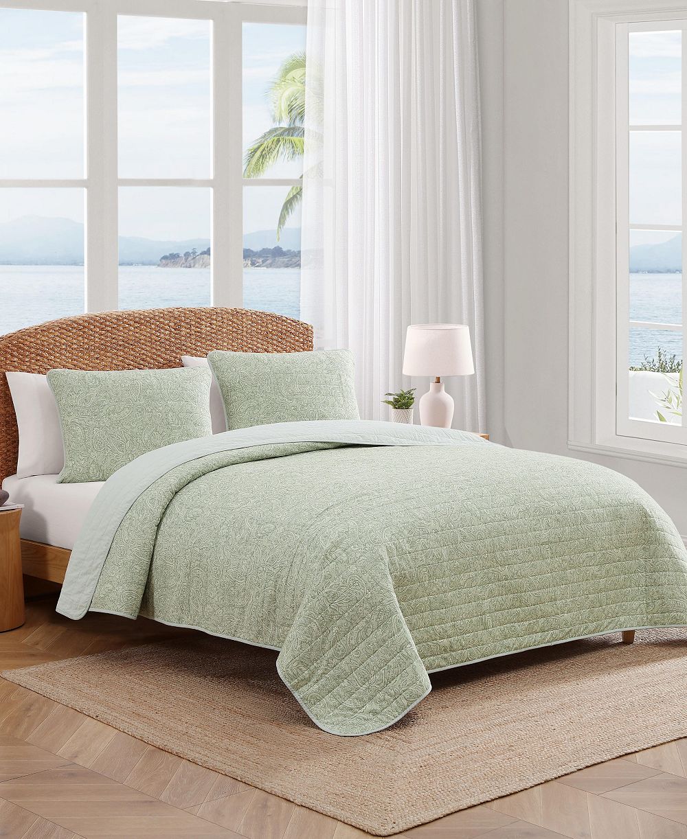 Tommy Bahama Home комплект из 3 стеганых покрывал Caicos Isle Cotton, Full/Queen
