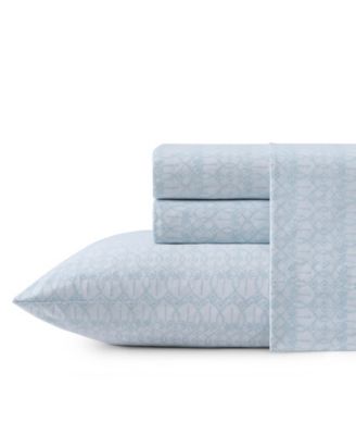 Tommy Bahama Home Palm Tree Ikat 200-Thread Count Washed Cotton 4-Pc. Sheet Set, Queen