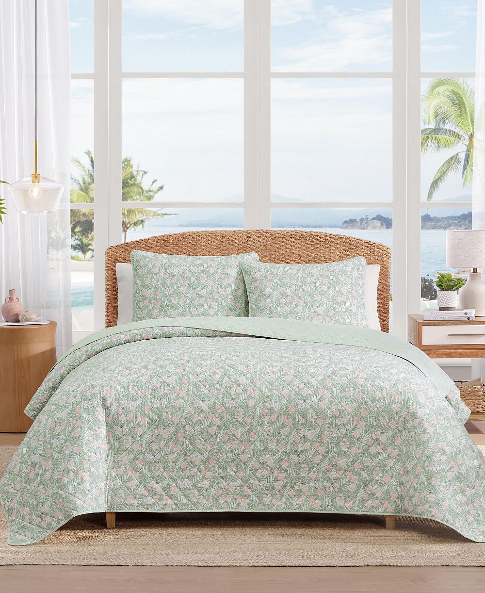 Tommy Bahama Home Pineapple Bloom хлопковый двусторонний комплект из 3 стеганых одеял, Full/Queen