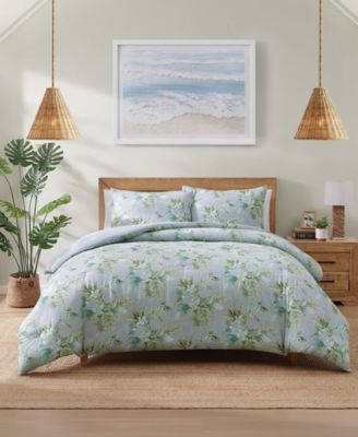 Tommy Bahama Home Floral Enchantment Cotton Reversible 3-Pc. Duvet Cover Set, Full/Queen