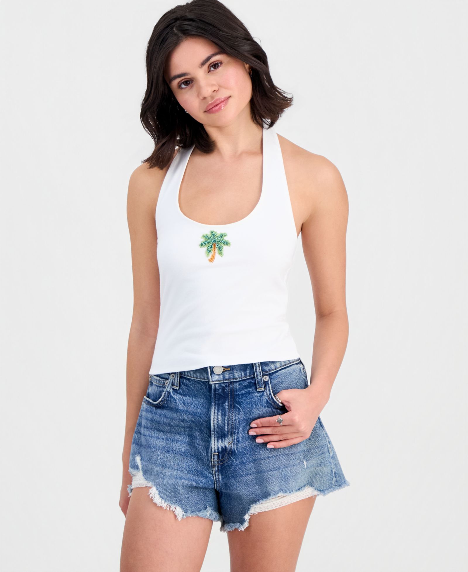 Топ Derek Heart Juniors' Bead Embellished Halter