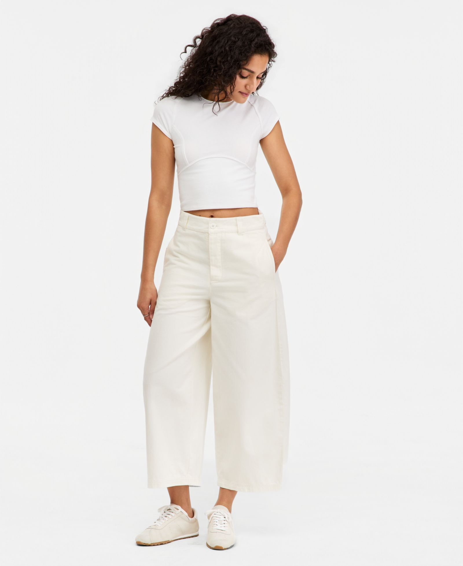 Брюки Free People Women's Laydown High-Rise Barrel-Leg Chino Cotton