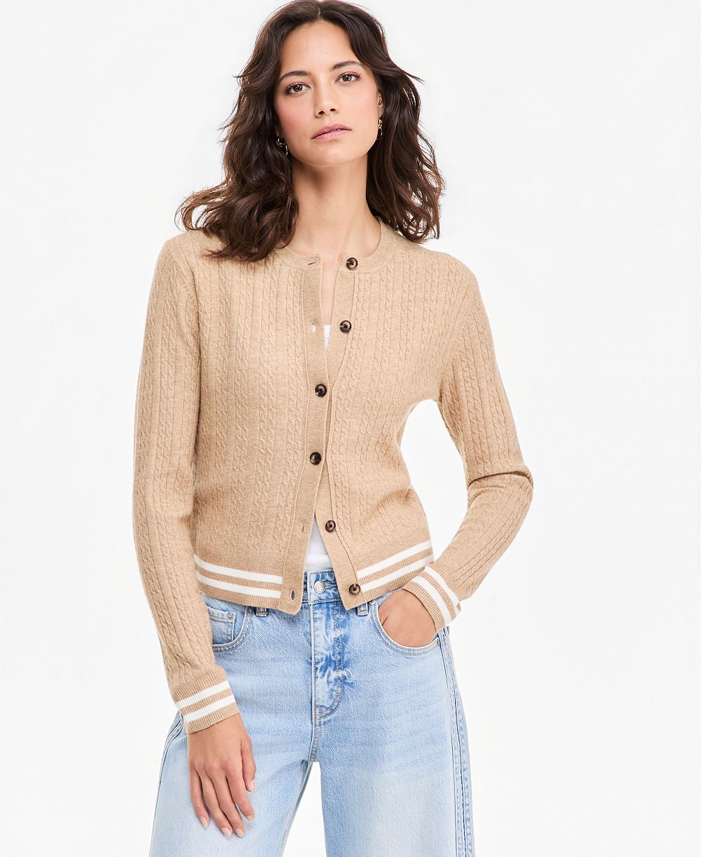 On 34th Women's Tipped Cable Cora Cardigan, Macy's Exclusive
