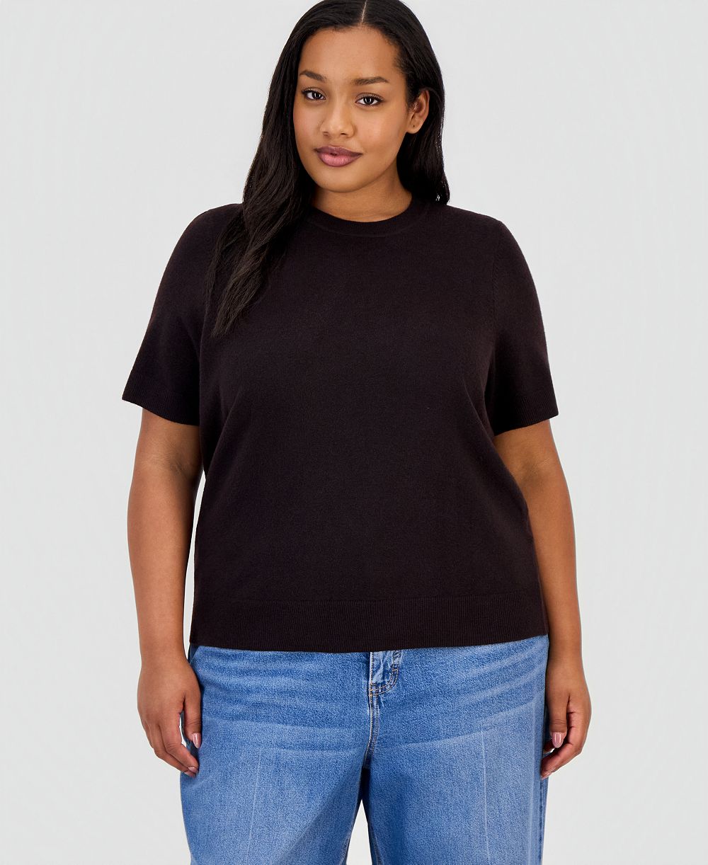 On 34th Trendy Plus Size Sweater-Knit T-Shirt, Macy's Exclusive