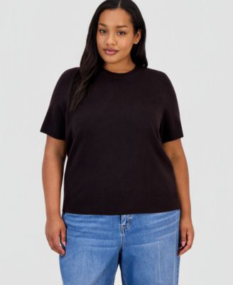 On 34th Trendy Plus Size Sweater-Knit T-Shirt, Macy's Exclusive