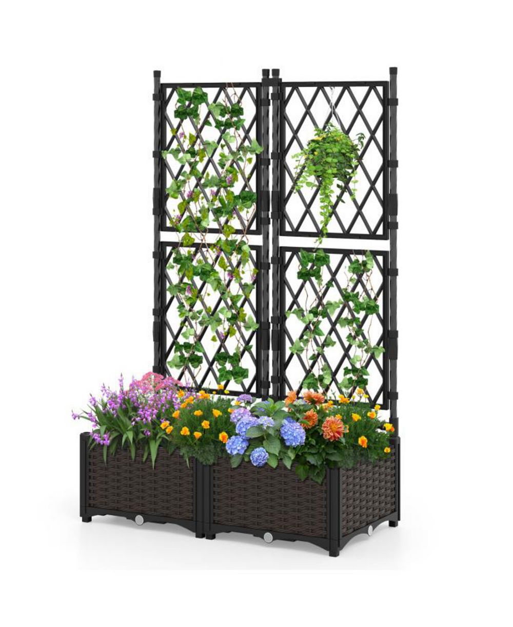 Slickblue Raised Garden Bed with Lattice Trellis & Self-Watering