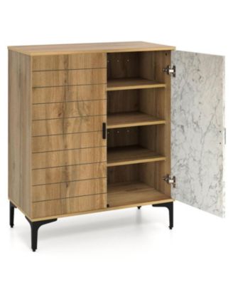Slickblue Farmhouse Shoe Storage Cabinet 4-Tier with Metal Legs