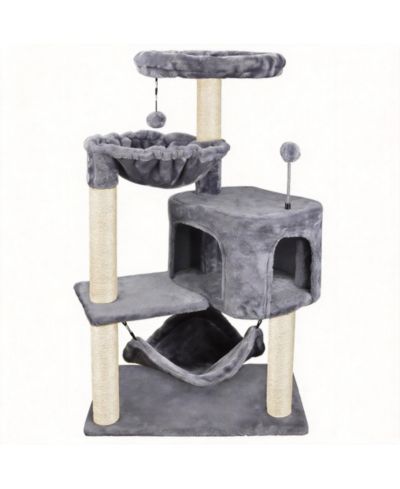 ARONKL Cat Tree With Condo Big Hammock Hanging Ball Scratch Posts Removable Washable