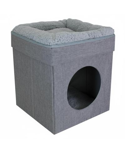 ARONKL 2 in 1 Cat Cube Bed Lounging Platform Foldable Portable with Washable Cushions