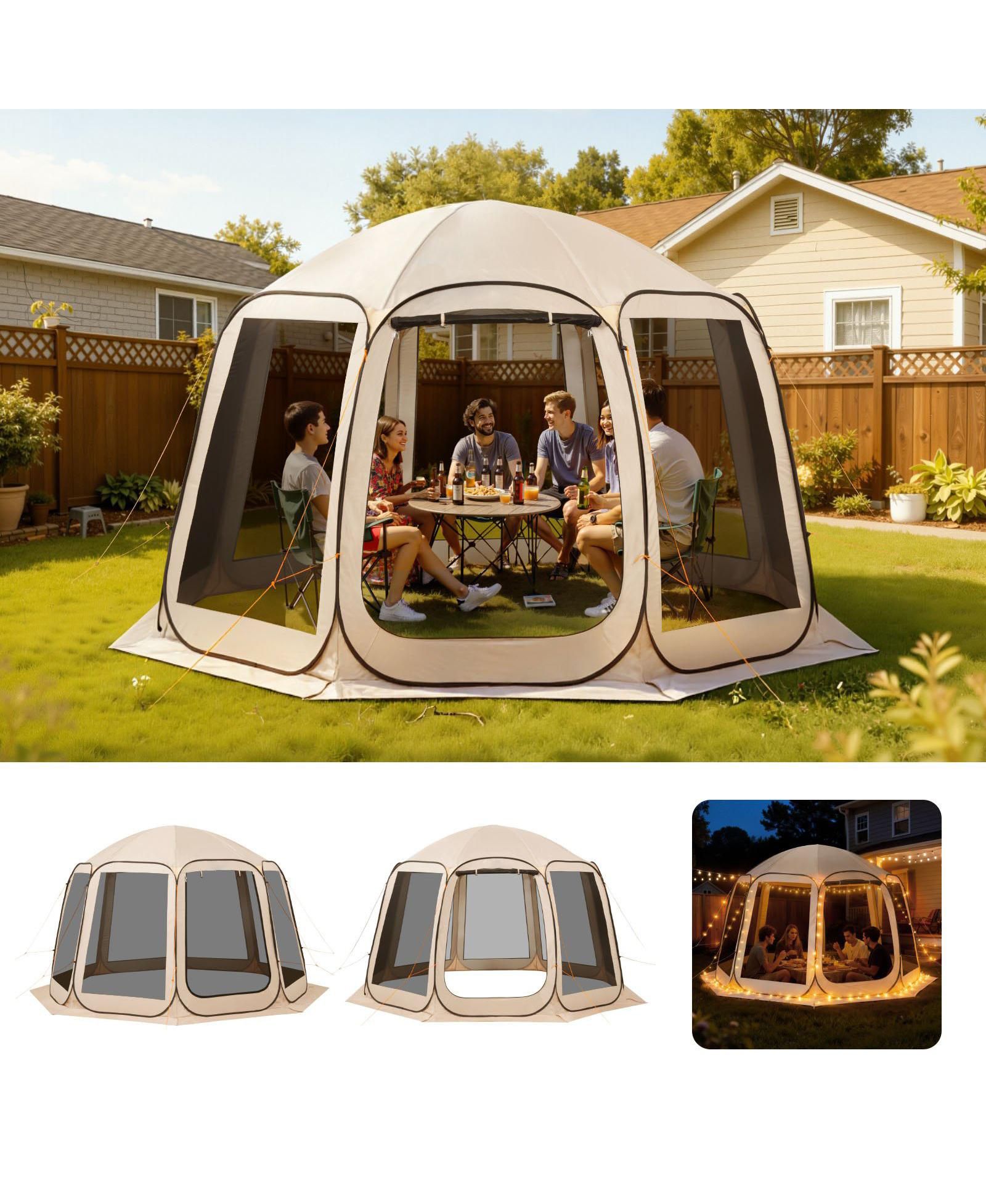Mecale 12 x 11 Ft Pop-Up Screen House Tent for 10-12 People