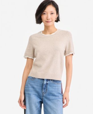 On 34th Women's Short-Sleeve Scallop-Trim Sweater, Macy's Exclusive