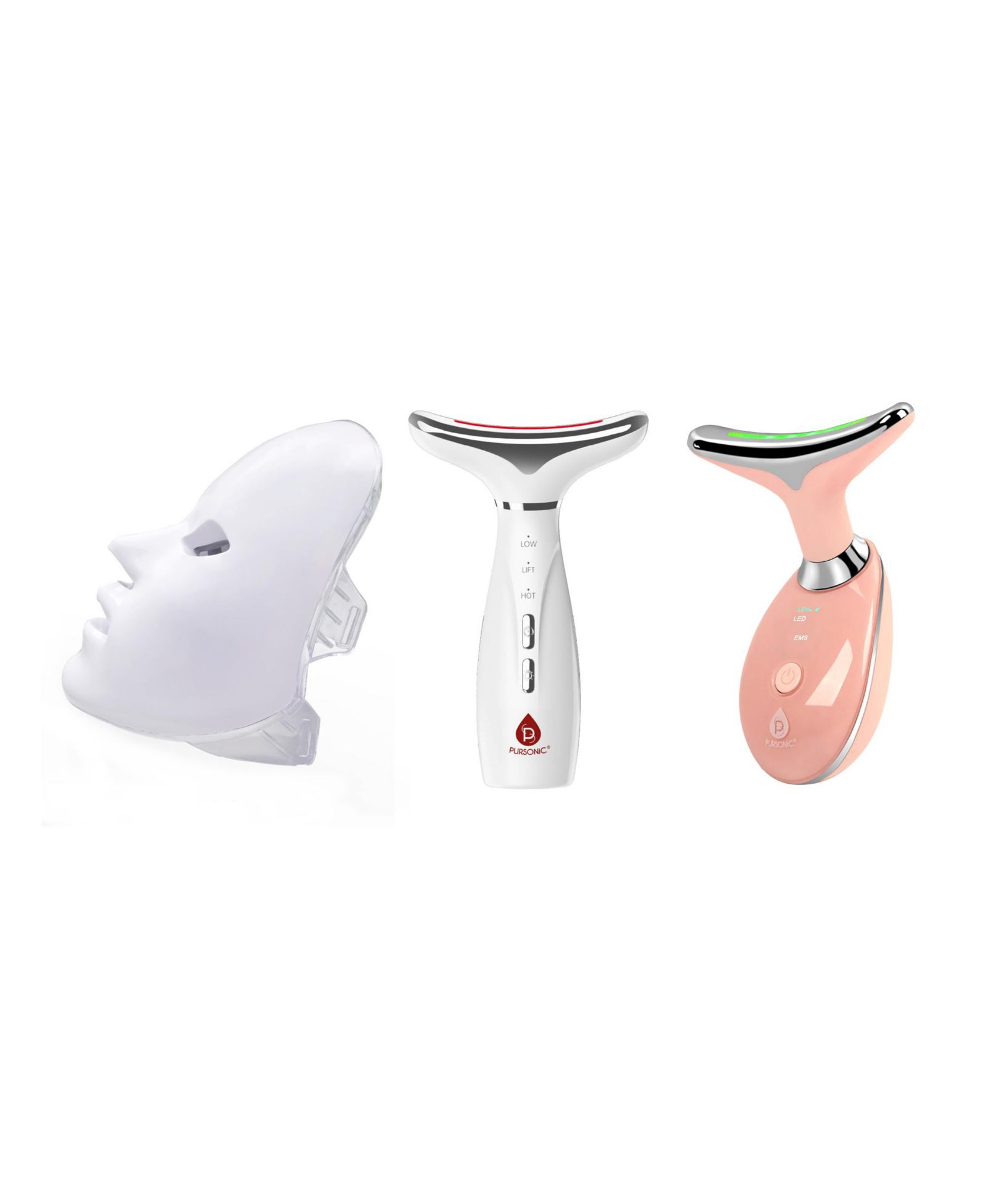 PURSONIC The Ultimate Glow Set: 2 7-in-1 Therapy Devices & LED Face Mask