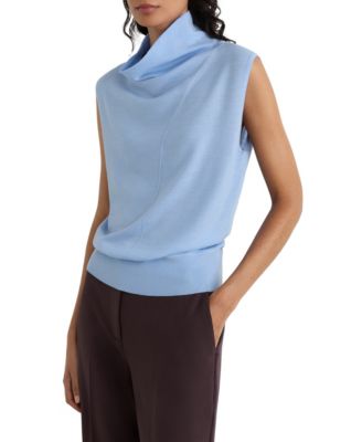 REISS Women's Honey Merino Wool Funnel-Neck Sleeveless Knit Top
