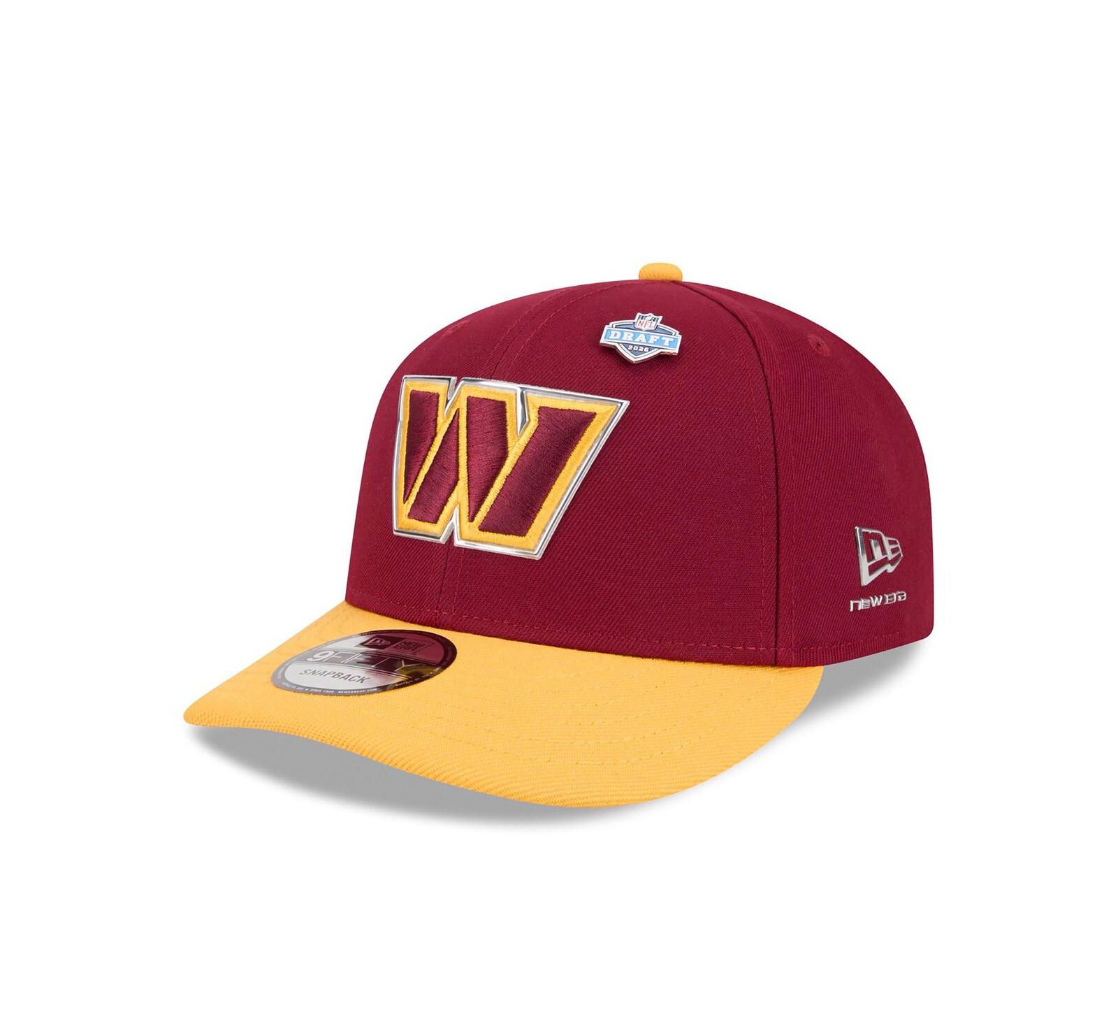Мужская кепка New Era Washington Commanders 2026 NFL Draft On Stage Pre-Curved 9FIFTY Snapback, бордовый/золотой