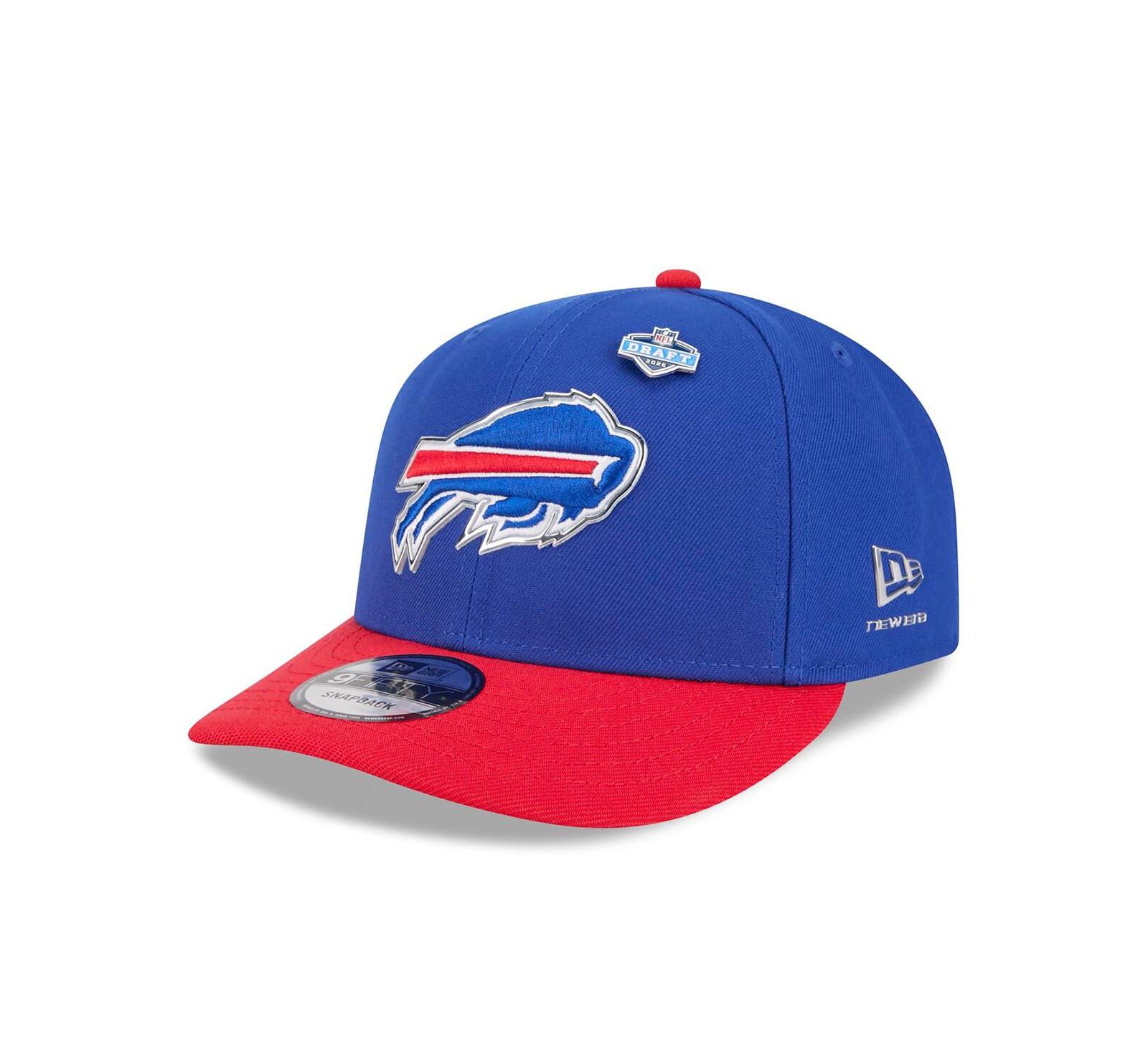 Мужская кепка New Era Buffalo Bills 2026 NFL Draft On Stage Pre-Curved 9FIFTY Snapback, цвета royal и red