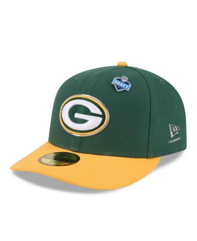 Мужская кепка New Era Green/Gold Green Bay Packers 2026 NFL Draft Pre-Curved 59FIFTY Fitted Hat