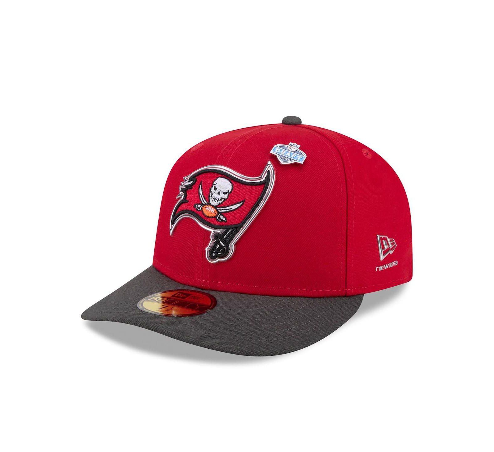 Мужская кепка New Era Tampa Bay Buccaneers 2026 NFL Draft Pre-Curved 59FIFTY Fitted Red/Pewter