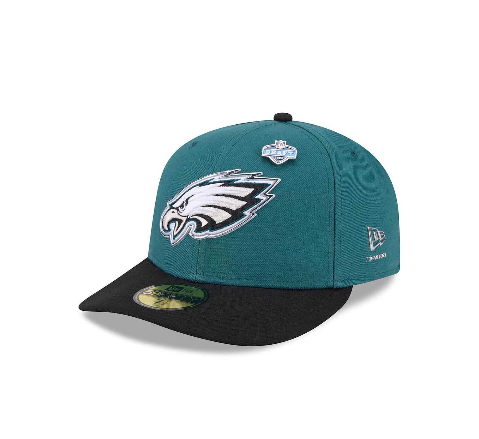 New Era Мужская кепка 59FIFTY Philadelphia Eagles 2026 NFL Draft Pre-Curved Midnight Green/Black