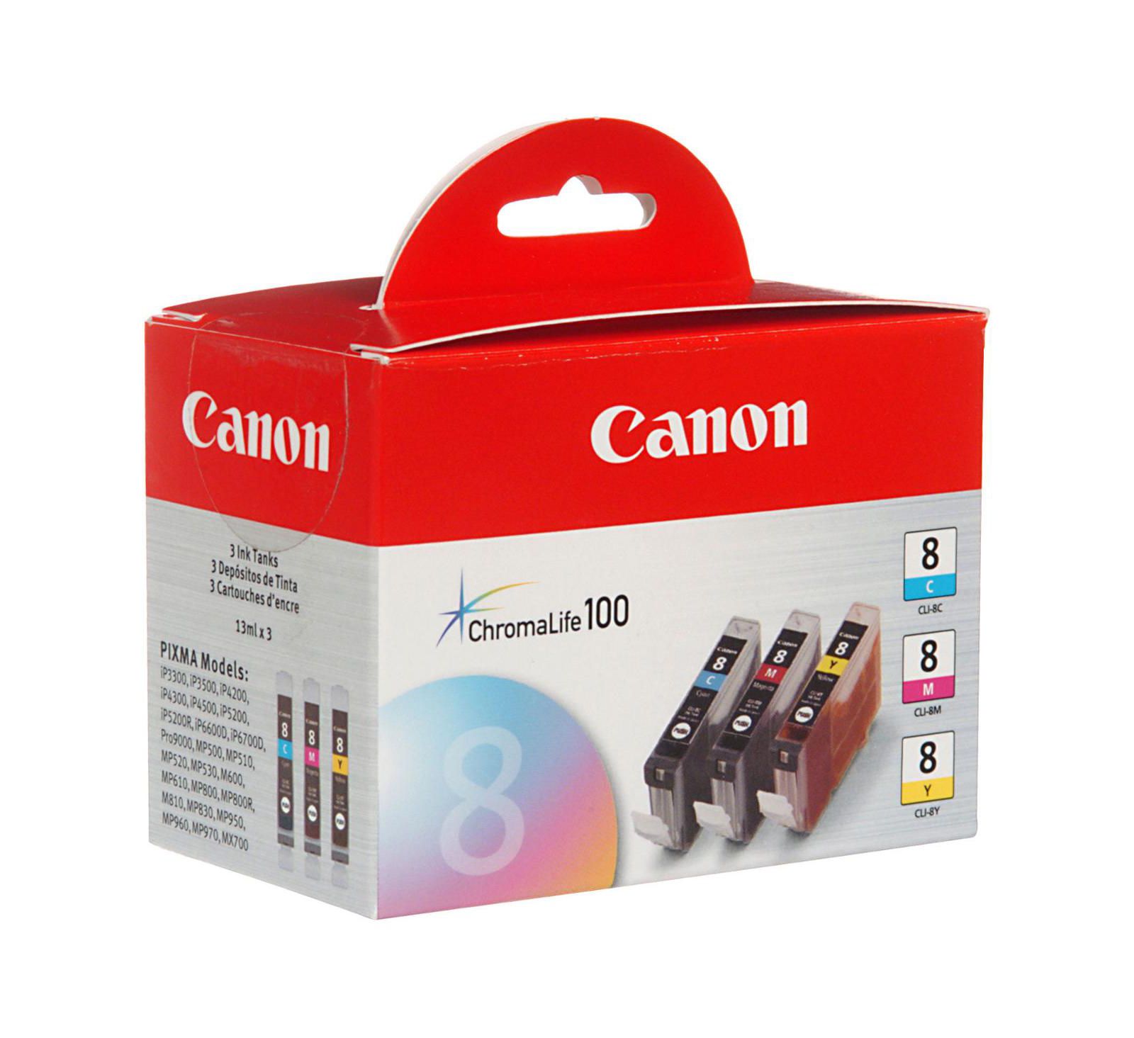 Canon CLI-8 ChromaLife100Plus 3-Color Ink Cartridge for Pixma iP, MP, MX, Pro Series