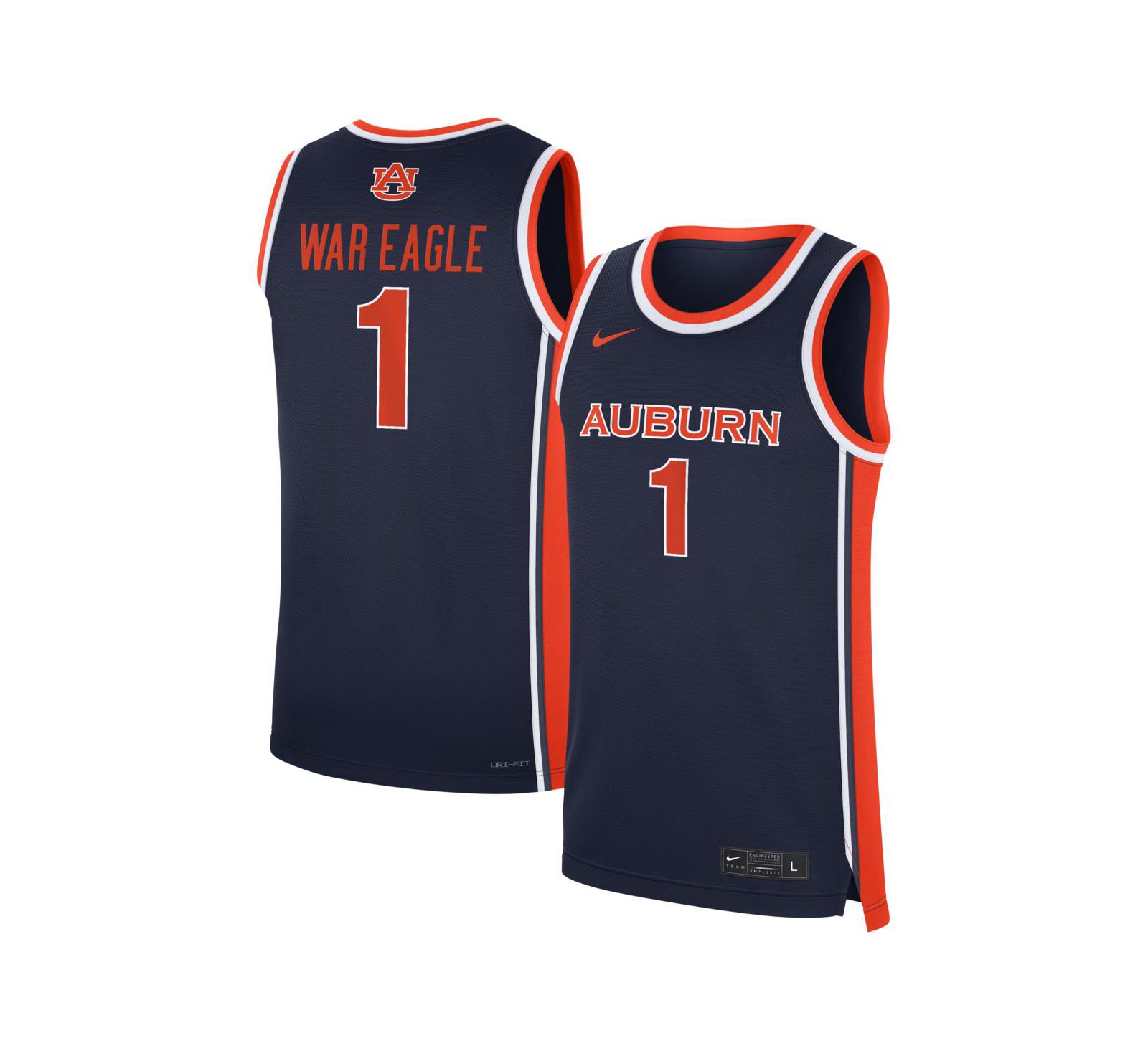 Nike Men's Navy Auburn Tigers 1 Road War Eagle Replica Basketball Jersey