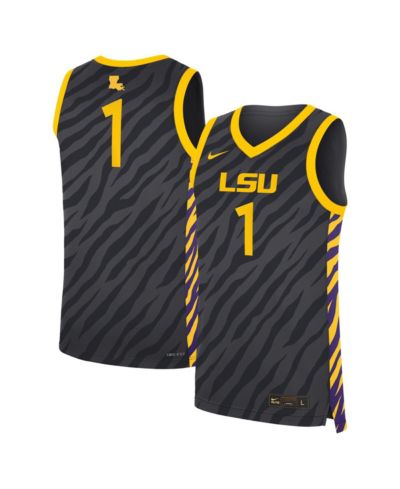 Nike Men's and Women's 1 Anthracite LSU Tigers Replica Basketball Jersey