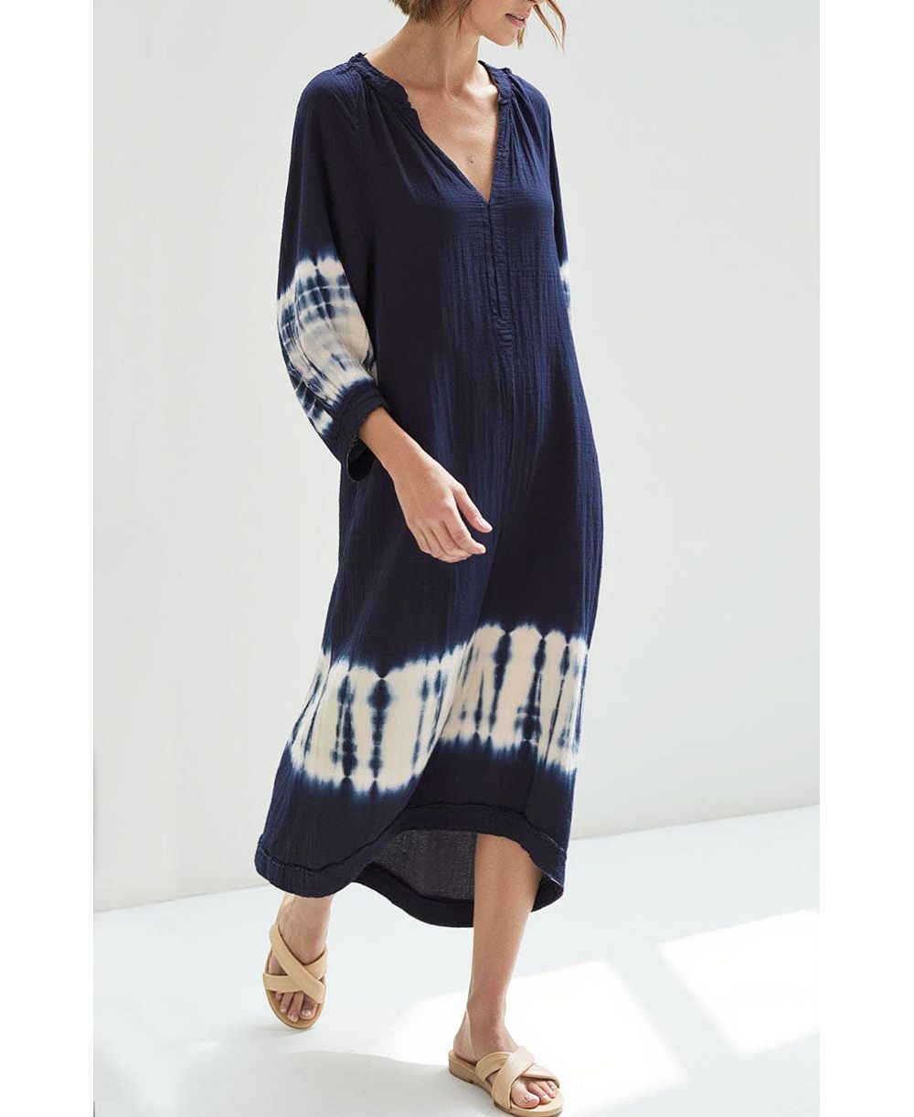 Шорты для сна Ocean+Main Women's Organic Cotton Poplin Tie Dye V-Neck с карманами