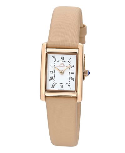 Porsamo Bleu Women's Karolina Rectangular Beige Satin Covered Genuine Leather Band Watch 30 mm