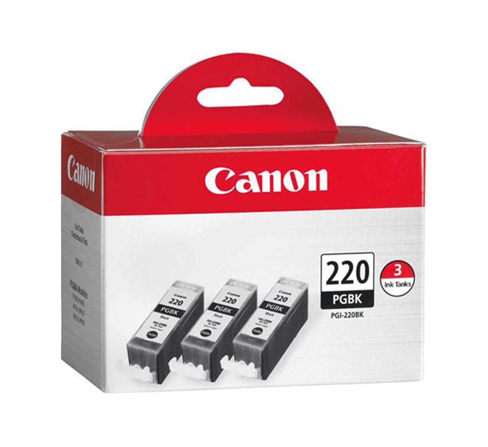 Canon PGI-220BK Black Ink Tanks for Select Canon PIXMA iP, MP, and MX Series Printers, 3-Pack
