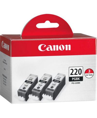 Canon PGI-220BK Black Ink Tanks for Select Canon PIXMA iP, MP, and MX Series Printers, 3-Pack