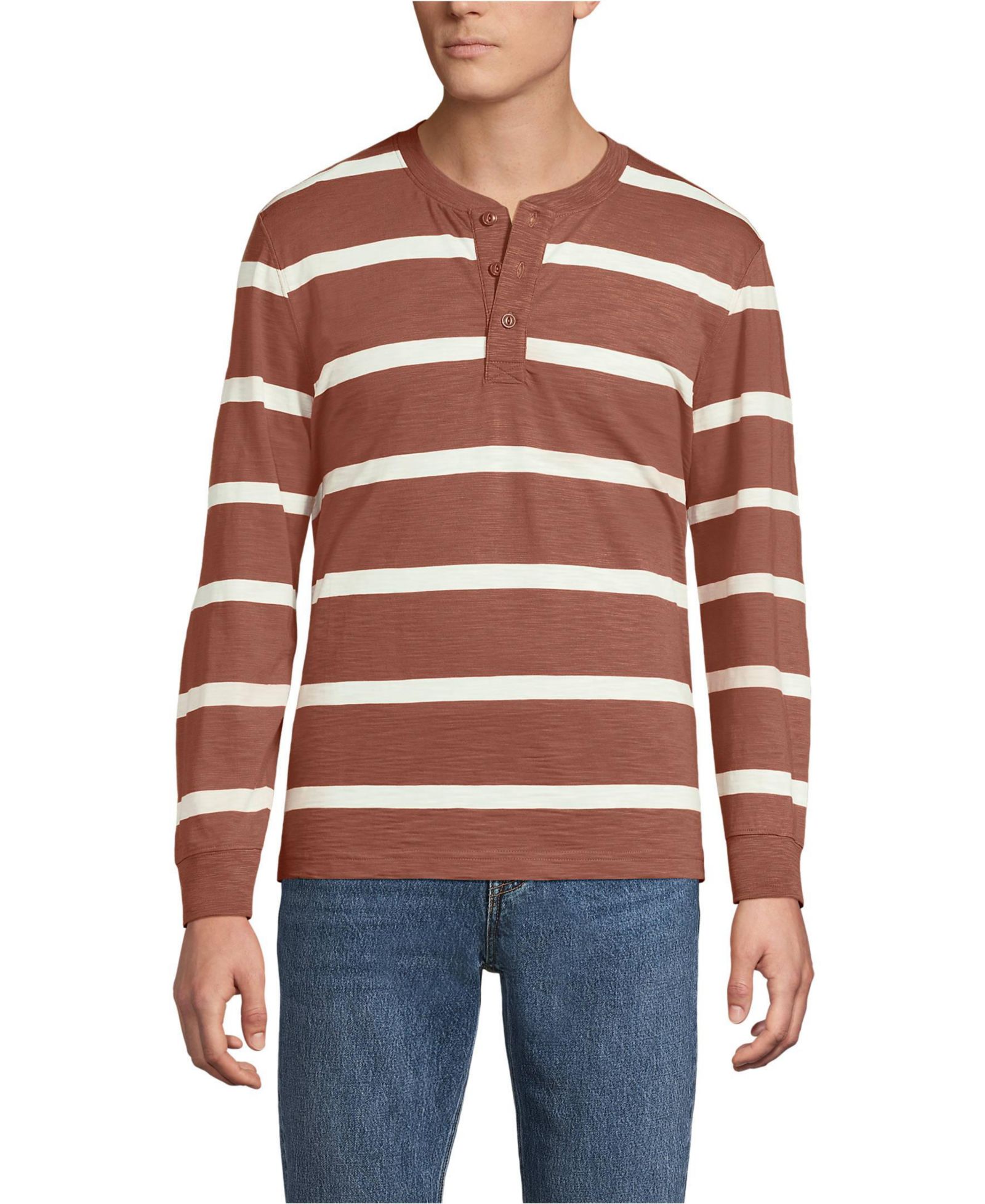 Lands' End Men's Long Sleeve Slub Henley
