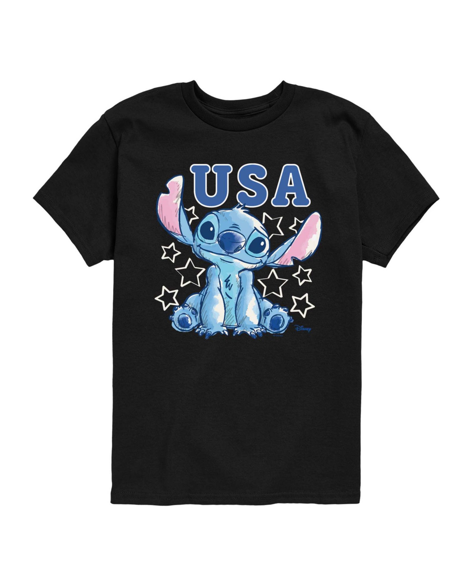 Детская футболка Lilo & Stitch USA Stitch Stars с коротким рукавом, 2T-5T