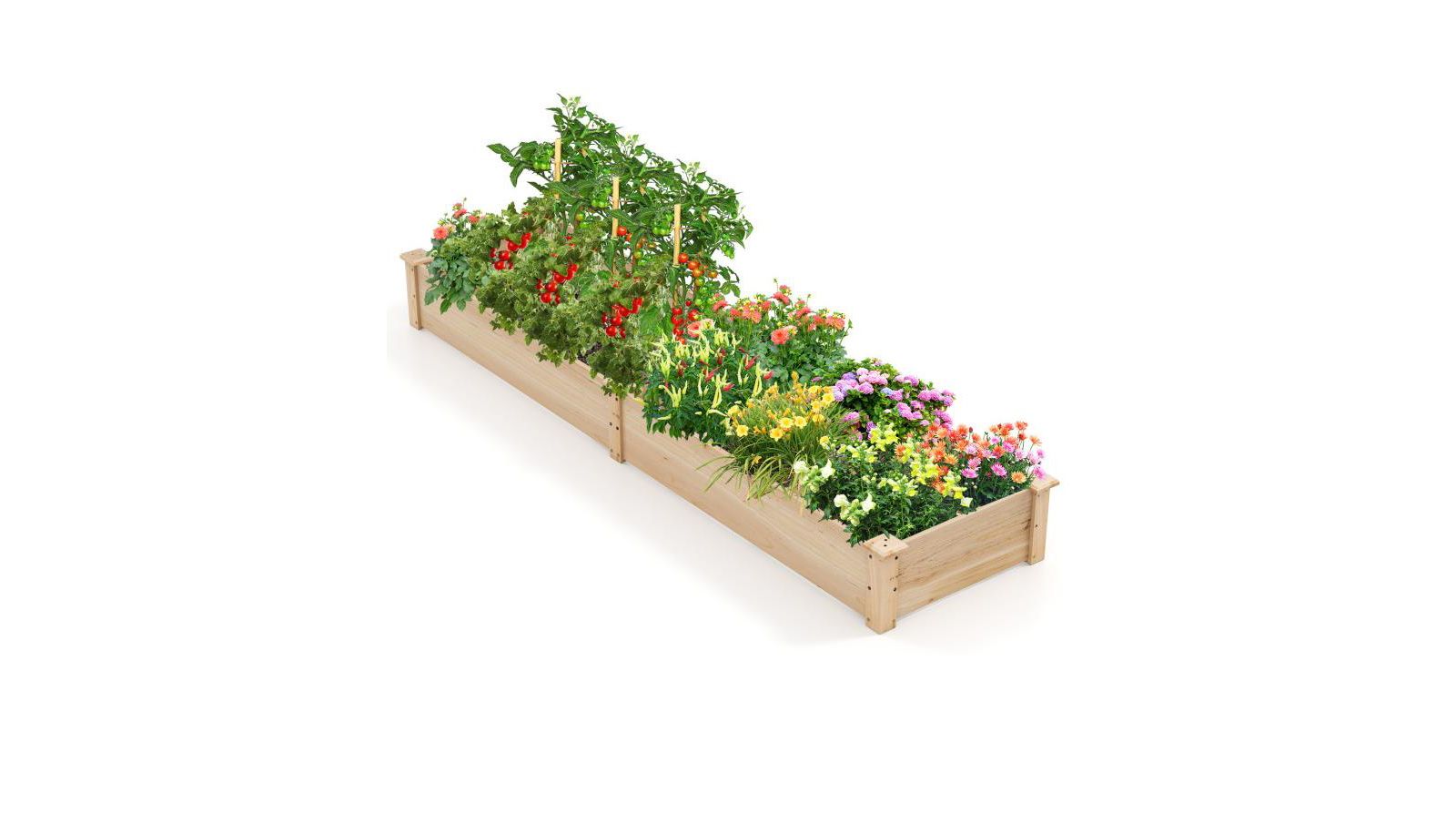 Slickblue Wooden Raised Garden Bed with 2 Planter Boxes