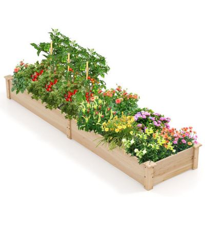 Slickblue Wooden Raised Garden Bed with 2 Planter Boxes