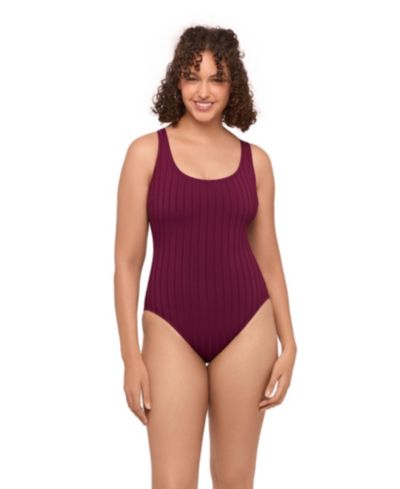 S3 Apparel Women's Smoothing and Sculpting Scoop Neck X-Back Wide Rib One-Piece Swimsuit