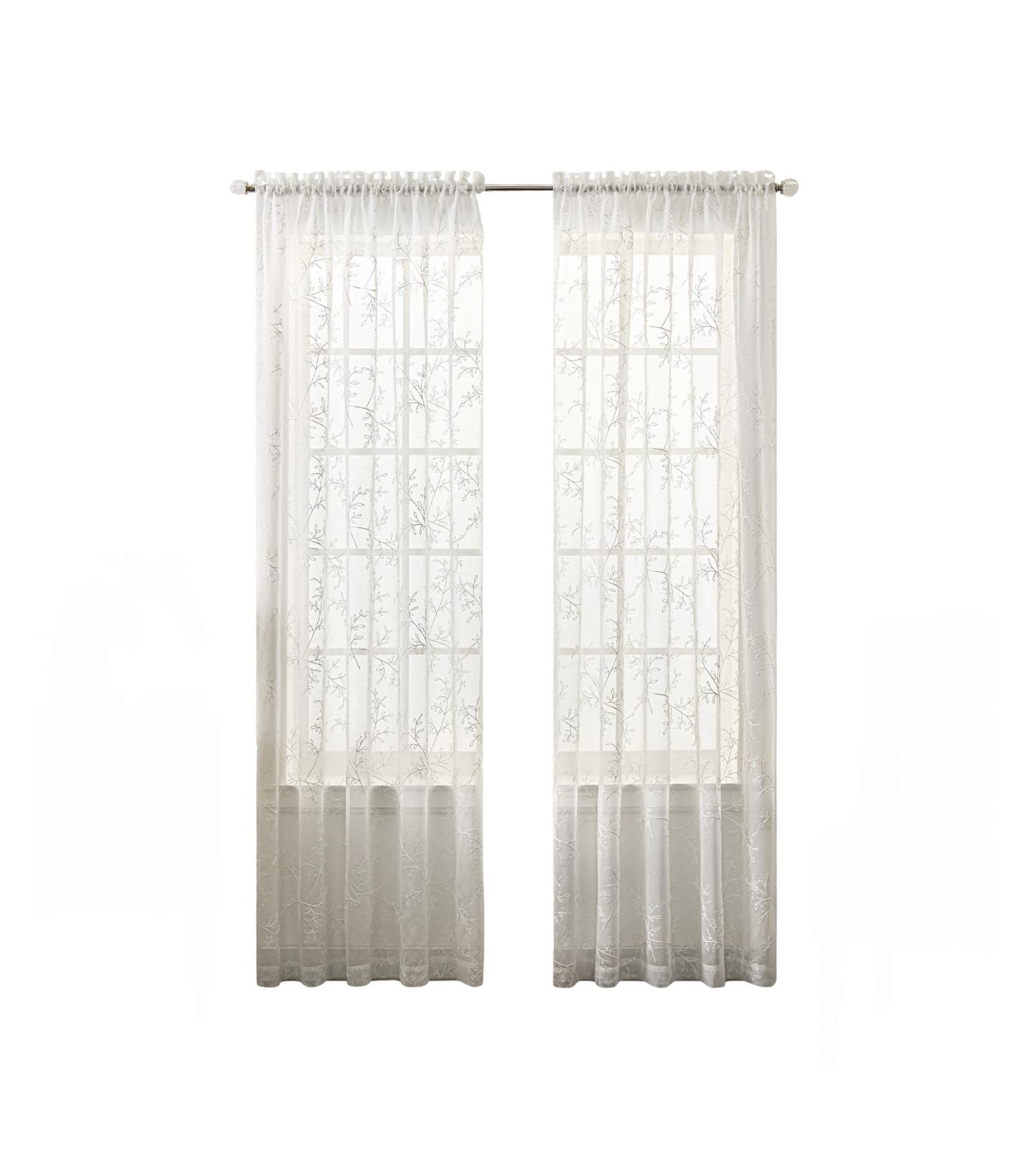 Ellis Curtain Chatham 100% Polyester Embroidered Sheer Rod Pocket Curtain Panel 52" x 84"