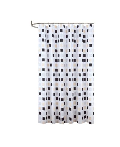RT Designers Collection 90GSM Peva Glit Printed Tiles Shower Curtain Tan