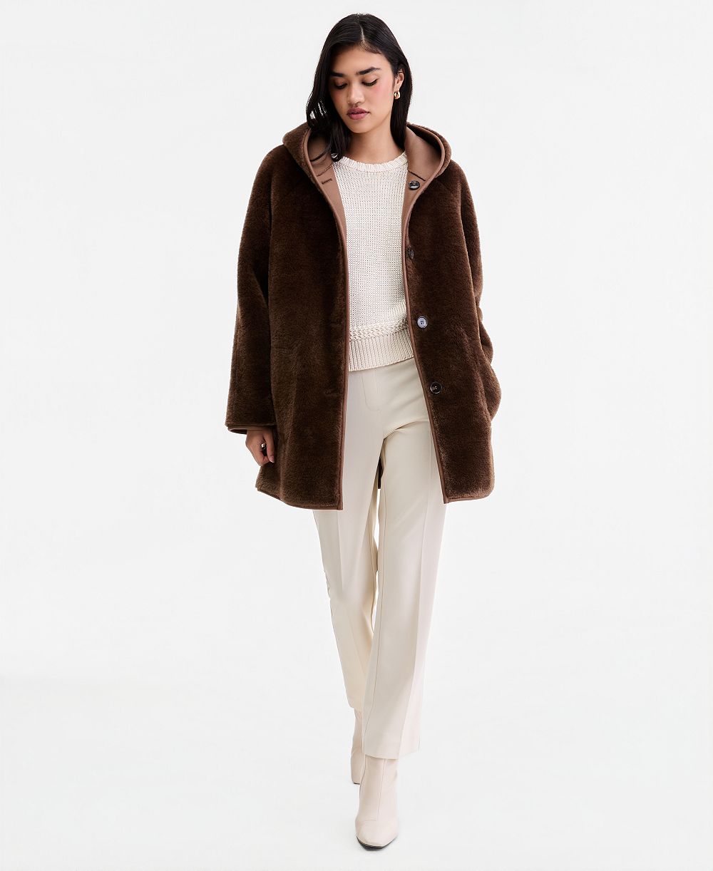 Calvin Klein Women's Hooded Reversible Teddy Jacket, Created for Macy's