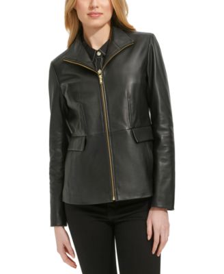Женская кожаная куртка Cole Haan Petite Wing-Collar