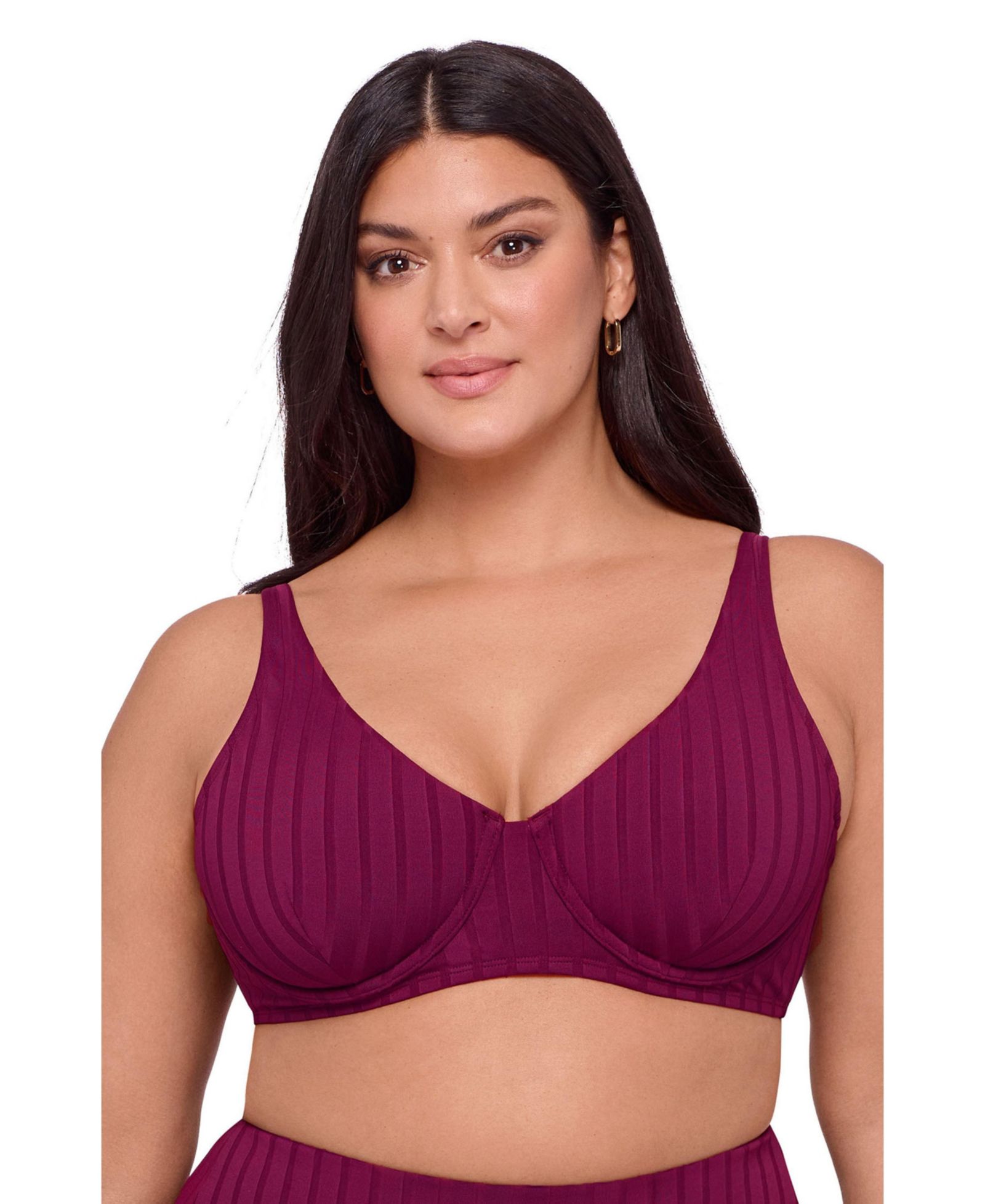 S3 Apparel Women's Supportive Wide Ribbed Tall Underwire Bikini Swimsuit Top