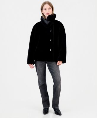 Женская куртка Calvin Klein Petite с воротником-стойкой и пуговицами из искусственного меха