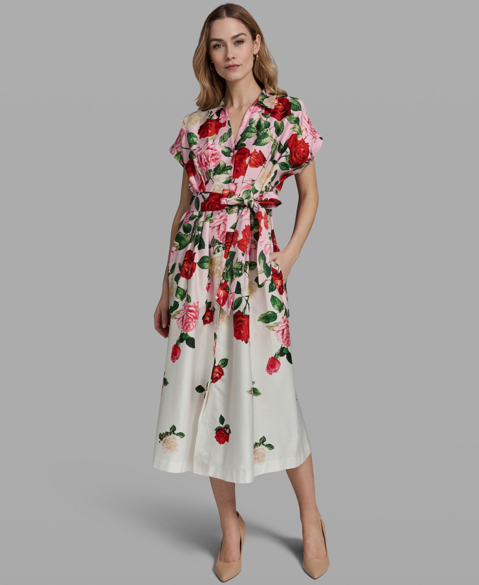 KARL LAGERFELD PARIS Women's Printed Collared Shirt-Dress