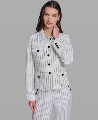 Женский жакет KARL LAGERFELD PARIS Linen-Blend Striped