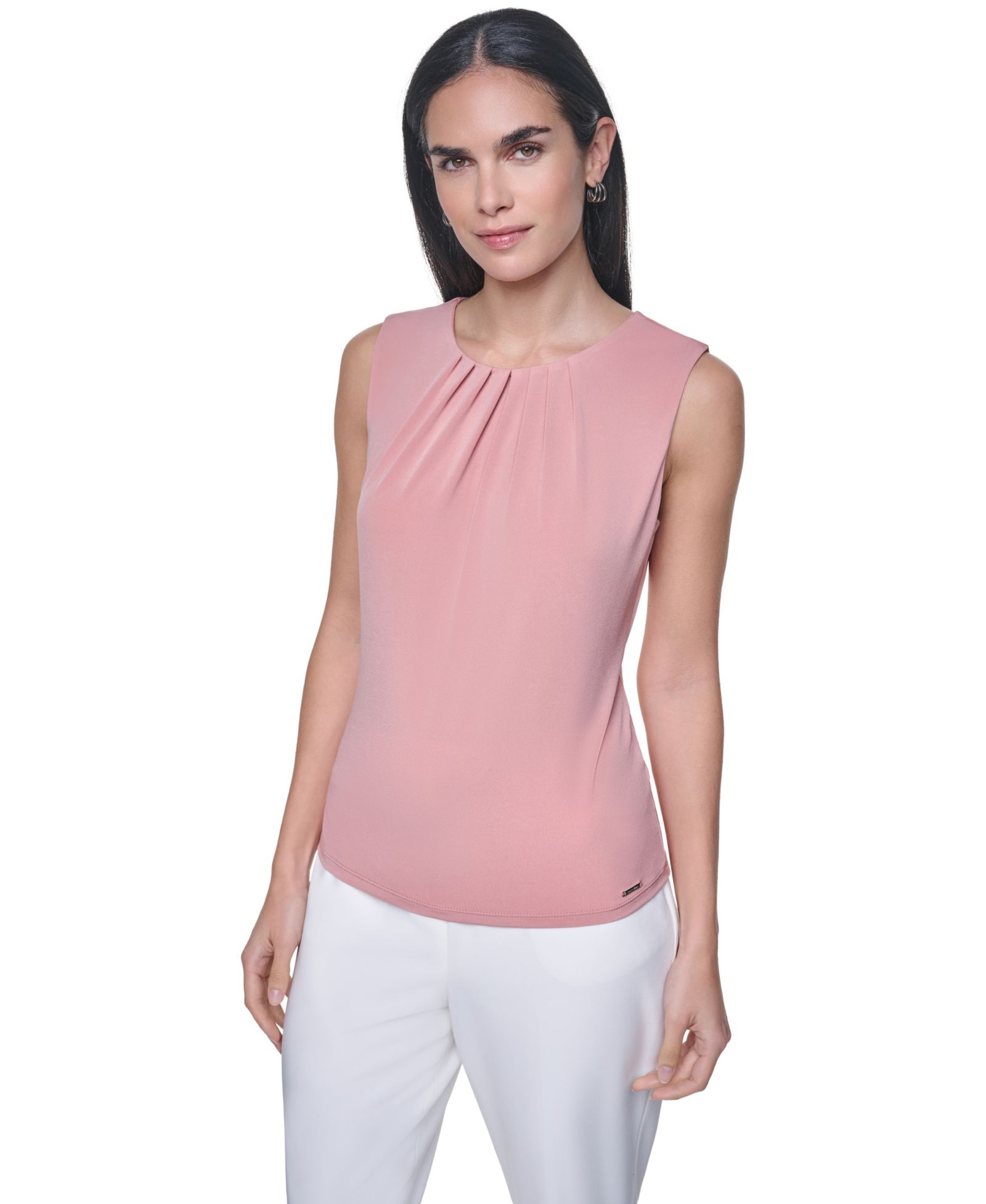 Женский топ Calvin Klein Women's Pleated Crewneck без рукавов
