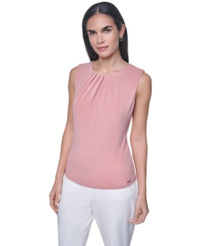 Женский топ Calvin Klein Women's Pleated Crewneck без рукавов