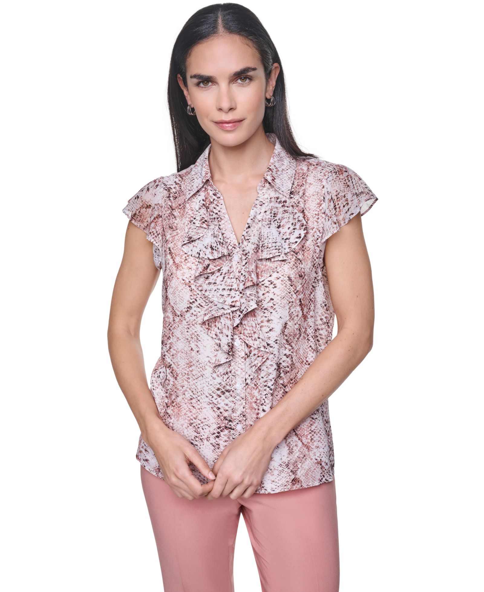 Женская блузка Calvin Klein Collared Ruffle Front